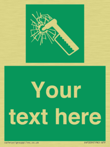 Custom sign safe condition emergency hammer